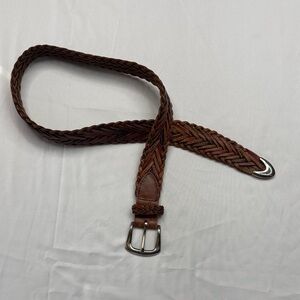 Brighton Men's Braided Leather Belt - Rich Brown vintage size medium 37 38